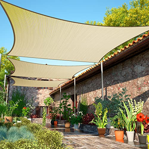 ShadeMart Toldo tipo vela de 8 x 8 pies, color beige, UPF50, cuadrado, tela de tela, permeable al agua y resistente a los rayos UV, resistente, para cochera y patio al aire libre, personalizamos el