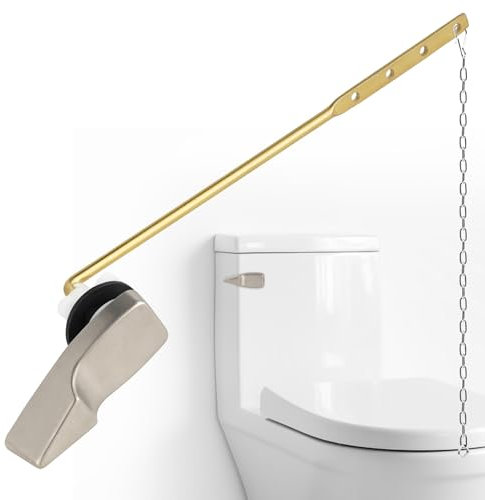iFealClear Universal Metal Toilet Handle Replacement, Front Mount Toilet Flush Trip Lever Compatible with American Standard/Mansfield/TOTO/Kohler Toilets, Stainless Steel Flapper Chain, Brushed Nickel