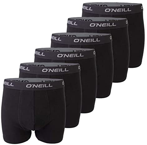 O'Neill Boxershorts Herren 6er Pack Baumwolle Uni Sport Boxer Männer Basic Trunk Unterwäsche Unterhose ohne Eingriff Schwarz Rot Blau M L XL XXL