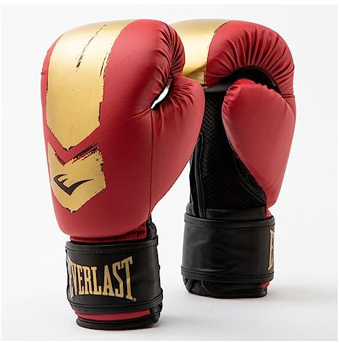 Everlast Prospect 2 6oz Kids Boxing Gloves (Ages 8-12) Red/Gold Boxing Gloves for Bags & Mitt Work, Soft Interior Lining, Hook & Loop System, and Ventilated Palms - Authentic Gear