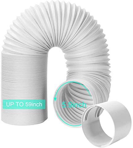 UNAOIWN Portable Air Conditioner Hose with Coupler, 5.9/15CM Anti-Clockwise Thread Universal AC Exhaust Vent Duct, AC Tube Hose Kit Extension Parts Accessories Length up to 59”