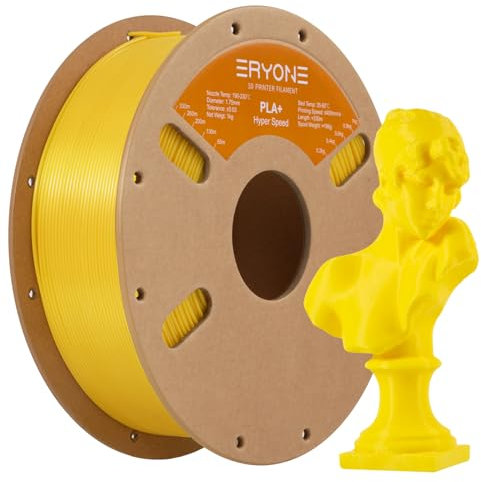 ERYONE High Speed Filament PLA+ 1.75mm +/- 0.03mm, High Speed Filament PLA+,Rapid PLA Plus Filament, 3D printing filament, <400mm/s Hyper Speed PLA+ filament, 1kg (2.2LBS) / Spool, Yellow