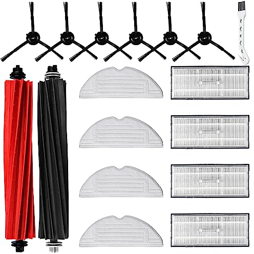 17 pezzi accessori per robot aspirapolvere Roborock S8/S8+ con 2 spazzole principali, 4 salviette, 4 filtri, 6 spazzole laterali, 1 spazzola per la pulizia