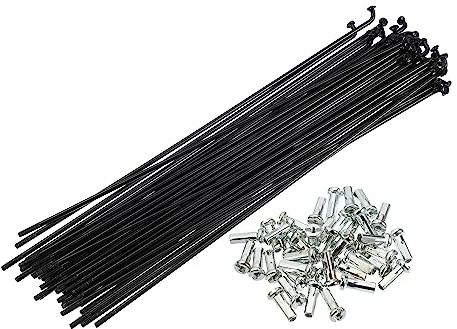 QUARKZMAN 40 Stück 14G J Kurve 170 mm Speichen mit Nippeln für Fahrrad, Schwarz