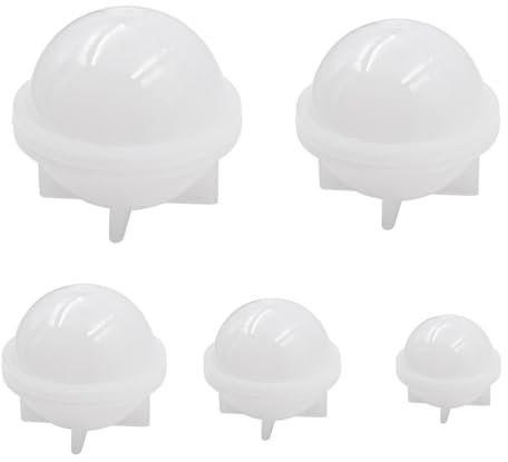 NUZAMAS Set di 5 stampi rotondi in silicone a forma di sfera, per resina epossidica, segnalibri, stampi in silicone per sfere in resina, per fai da te, decorazioni fatte a mano, creazione di gioielli