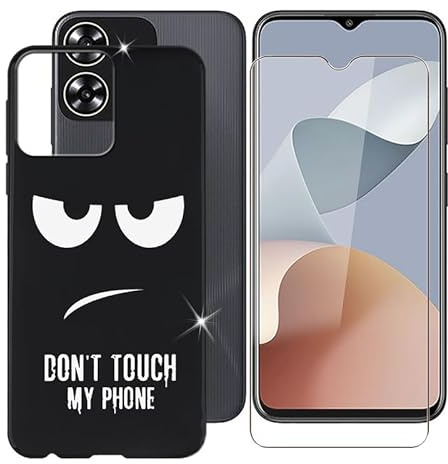 Ikiiqii für ZTE Blade V50S (6.60) Handyhülle + Gehärtetes Glas, Hülle rutschfeste Stoßfest Sturzsichere Schutzhülle Weich Silikon Case - Nicht anfassen