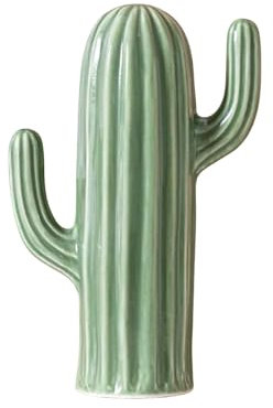 Figura de cactus de cerámica, estatua de cactus minimalista, escultura de arte coleccionable de porcelana, estatua de cerámica moderna, decoración verde del hogar para sala de estar y comedor, se