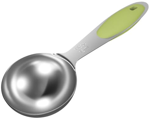 LEIFENY 1PCS 1 Tbsp(3tsp, 1/2oz, 15ml) Single Measuring Spoon with Green Silicone Grip, Stainless Steel Individual Measure Scoop Only