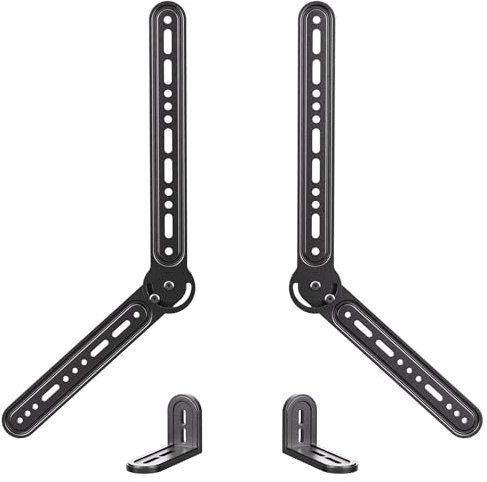 Soundbar Mount Sound Bar TV Mount for Mounting Above or Under TV, Sound Bar Mount Up to 22 Lbs, Two Removable and L-Shaped Hooks with Adjustable 3 Angled Extension Arm