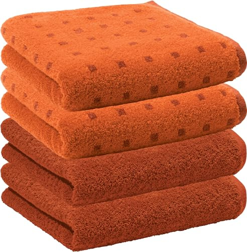 Erwin Müller Handtuch Sigmaringen 4er-Pack Walk-Frottier Terra Größe 50x100 cm