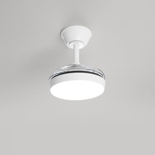 Perenz Ventilatore Bianco Opaco Led 24W 3 Pale A Scomparsa Trasparenti Mini Open Plus
