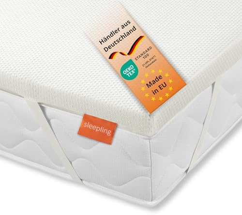 sleepling weicher Topper 180x200 cm, H3 bis 100 kg, Matratzenauflage | 5 cm dick, Matratzentopper 180 x 200 cm, Eckgummis, Komfortschaum, Härtegrad 3, Made in EU, OEKO-TEX, waschbar bis 60 Grad