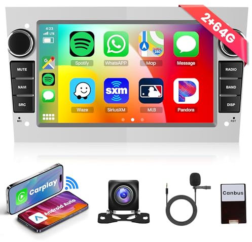 2G 64G Android Car Radio Stereo for Vauxhall Astra Corsa Vivaro Meriva Zafira with Wireless Carplay Android Auto, Rimoody 7 Inch Touch Screen Car Radio GPS WiFi FM RDS Radio Bluetooth Reverse Camera
