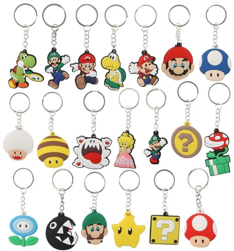 VIDSTW 20 Pièces Porte Clef Kawaii, Ersonnage Dessin Animé Porte Clef, Mignon Pendentif Porte Clés, Pendentif de Sac, Keychain, Porte-Clés Fantaisie pour Sacs D'école, Sacs à Dos