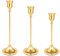 Kerzenständer Gold 3 Set, Kerzenständer Stabkerzen, Kegel Kerzenhalter Messing Kerzenständer Halter, Vintage Dekoration Für Romantisches Candle Light Dinner Jubiläum Hochzeitsfeier