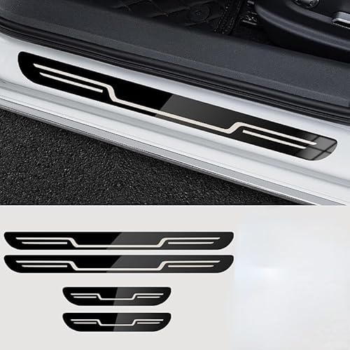 Zolytrax 4 Stück Auto Edelstahl Einstiegsleisten Schutz für Skoda Kodiaq II 2023-2025, Edelstahl Aufkleber Kantenschutz Styling Tuning Zubehör(Black)