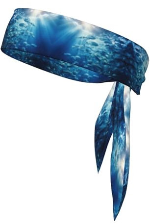Blue Ocean Unisex-Sport-Stirnband mit Fischmotiv und 3-Druck, Ninja-Stirnbänder, Schweißbänder zum Laufen