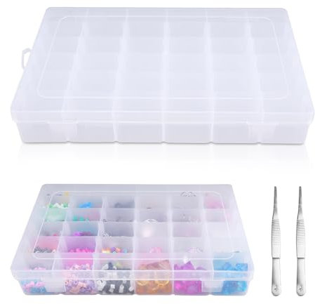 SenaiMy 2 Stück Sortierbox, Sortierboxen für Kleinteile, Sortierkasten, Plastik Sortimentsboxen, Fächern Plastik Sortierbox, Einstellbar Aufbewahrungsbox für Schrauben Kleinteile Schmuck Perlen