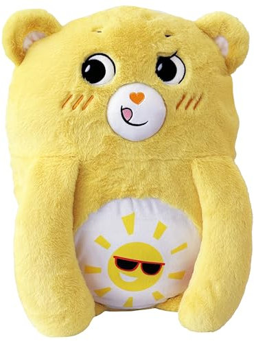 Happy Nappers: Care Bears Kissen Pocket Pal – Funshine Bär – Plüsch-Kissenbezug, Tierbezug mit beschwerten Pfoten, weicher kuscheliger Begleiter für Kinder