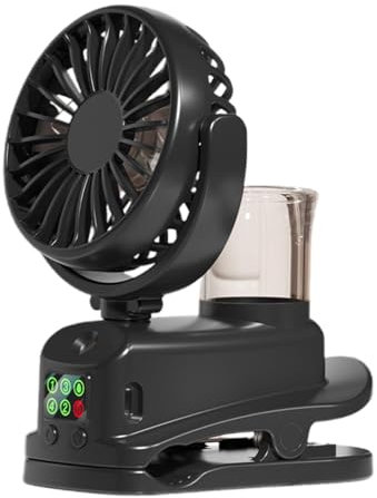 Dreuhuing Ventilatore nebulizzatore portatile | Ventilatore da tavolo nebulizzatore e spruzzatura con display digitale – Ventilatore da tavolo per esterni, per viaggi, lavoro, casa, campeggio