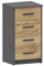 MATKAM Kommode Bodo 4S mit Vier Schubladen, H/B/T 75 x 40 x 35 cm, Griffe in Metall-Optik, Führungsschienen aus Metall (Anthrazit Grau-Wotan Eiche)