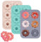 TOKSEO Silicone Doughnut Baking Moulds, Pack of 3, 6 Cavity, Non-Stick, Blue, Pink, Grey