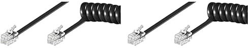 goobay 68002 Telefonkabel RJ10 Stecker Telefonhörerkabel Spiralkabel Telefonstecker RJ10 Kabel Festnetztelefon Telefonhörer Telefon Kabel Schwarz 4m (Packung mit 2)