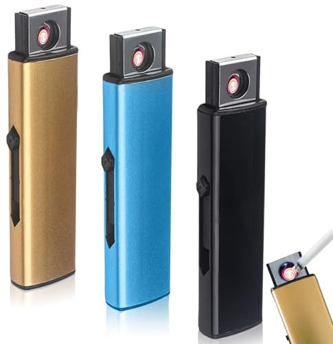 3 accendini da tempesta, accendini elettronici, USB, ad arco doppio, accensione USB, ricaricabili per cucina, barbecue, campeggio