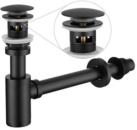 Scarico Lavandino Bagno,Sifone Lavandino Bagno,Con Piletta Di Scarico,Cestello Antiodore Con Guarnizione,Con Valvola a Otturatore,Sifone Universale In Ottone,Per Lavabi, Ecc.,11/4 Di Pollice