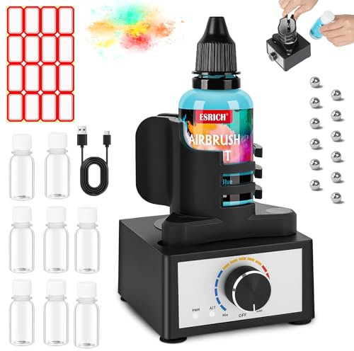 HOTUT Mini Vortex Mixer, DIY/Gundam Model Paint Mixer Shakers with 8 Mixing Bottle &12 Balls, Three-Stage Speed Mix, Hands-Free, 300~2400rpm, Suitable 10-100ml Shaker, for Paint, Acrylic Paints, Lab