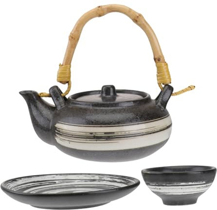 Ipetboom 1Juego Conjunto de Tetera Cerámica Retro con Tazas y Plato Práctico de para Casa y para Infusiones y
