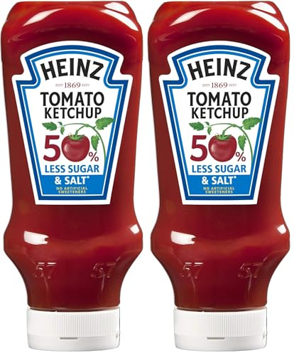 Heinz Tomato Ketchup 50% less sugar and salt, 800 ml (Pack of 2)