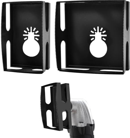 LEONTOOL 2 Pcs Square Slot Cutter for Oscillating Multi-Tool, Electrical Box Drywall Outlet Cutout Tool, One Step in Place Oscillating Square Blade Outlet Box Cutter for Drywall, Plastic, Metal, Wood