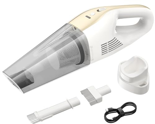 ponoseu 25000Pa Akku Handstaubsauger mit 6000mAh PowerAkku & Waschbarem HEPA Doppelfilter-Kabelloser Nass/Trockensauger für Auto-Sitze,Tierhaare und Matratzen mit LED-Beleuchtung,30 Min Dauerbetrieb