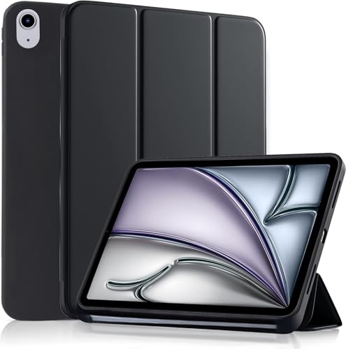CLM-Tech Hülle kompatibel mit iPad Air 11 Zoll M4/M3/M2 (2026/2025/2024), iPad Air 5./4. Generation 2022/2020 10,9 Zoll - Schutzhülle mit Weicher TPU Rückseite und Auto Schlafen/Wachen- schwarz