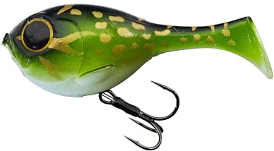 Illex Magnum Deraball 10,2cm 51g Gummifisch Swimbait - Hecht, Barsch Shad & Wels Köder, sinkend mit Line-Thru System, Raubfisch Gummiköder für Flache Gewässer