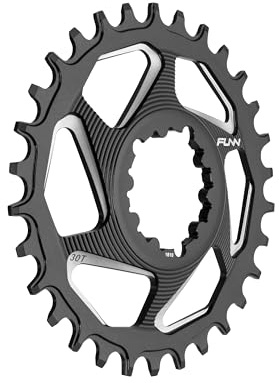 Funn Solo DX Narrow Wide Chainring for 9 10 11 12 Speed Chain, Fits SRAM Direct Mount Interface Crankset, 6mm Offset, Single Speed Bike Chain Ring for MTB, BMX Bike and Road Bike (30T, Black)
