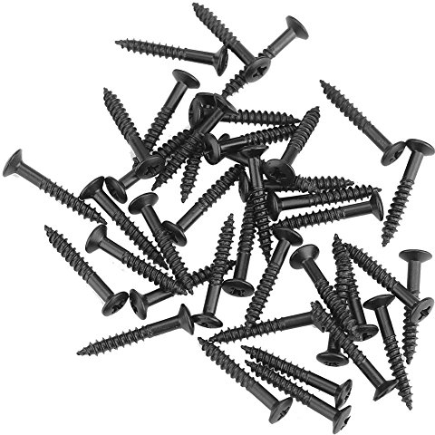 Dilwe 40 Pcs Gitarre Pick Up Schrauben, Humbucker Pickup Schrauben Set Kit Ring Befestigung Screws für Gitarre und Bass Φ2.5x 18mm (Schwarz)