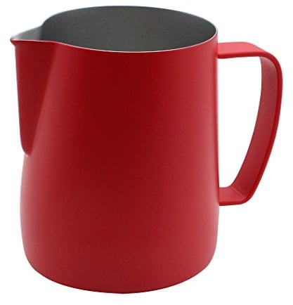 Dianoo Edelstahl Pitcher Krug Milch Schaumbecher Geeignet Für Kaffee Latte Und Schäumende Milch 350ml Rot
