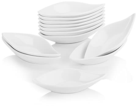 MALACASA, série Ramekin.Dish, 12 pcs Set Super Mini 4.75/ 12 * 6 * 2.2cm Bol en Porcelaine Dessert Bol Snack apéritif