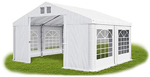 Partyzelt 4x4m wasserdicht weiß Zelt 560g/m² PVC Plane Hochwertigeszelt Gartenzelt Summer SD - Faltpavillon, Gartenpavillon, Pavillon, Lagerzelt, Gartenhaus, Zeltgarage, Garagenzelt - Partyzelt