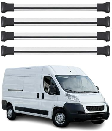 OMAC Aluminium Dachträger Querträger für FIAT Ducato 2006-2026 – TÜV/DIN 75302:2019 – Max. 75 kg – 2 Stangen Silber