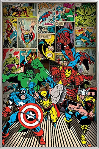 Marvel Comics Poster Plakat | Bild und Kunststoff-Rahmen - Superhelden (91 x 61cm)