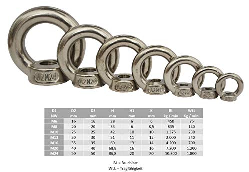 Ringmutter DIN582 Edelstahl M6 M8 M10 M12 M16 M20 M24 gegossen A2 Mutter Ring (M16)
