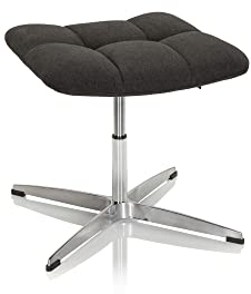 hjh OFFICE 671005 Retro Hocker SARANTO Stoff Schwarz Home-Office Sitzhocker Polsterhocker, höhenverstellbar