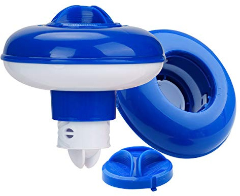 PROVO Schwimmender Chlorspender, für 1 Zoll Chlortabletten, Schwimmbecken Chlor Dispenser Chemikalienspender für Innen und Außenpool SPA, Blau & Weiß
