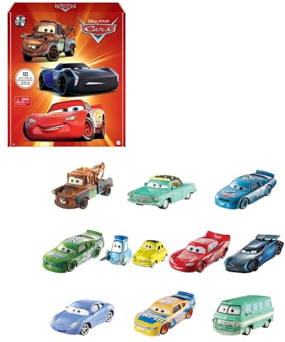 Mattel DisneyPixar Cars Florida International Speedway 10er-Pack Die-Cast-Fahrzeuge im Maßstab 1:55 für Renn- und Spielspaß, Geschenk für Kinder ab 3Jahren, HBW15