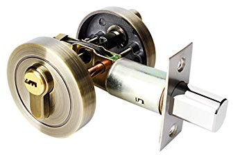 Home Door Single Cylinder Security Lock Deadbolt Zinc Alloy Safe Deadbolt Lock Door Handles Entrance Locker with Keys for 30-45 mm Thickness Bathroom Bedroom Wooden Steel Door (Bronze)