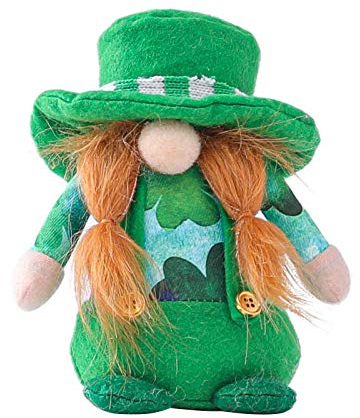 Muium(TM) St. Patrick's Day Plüschtier, Puppe Gesichtslose Puppe Niedliche Stofftier Kuscheltier Plüsch Puppe Für St. Patrick's Day/Irish Festival Grün Wichtel Figuren Puppe (B Frau)