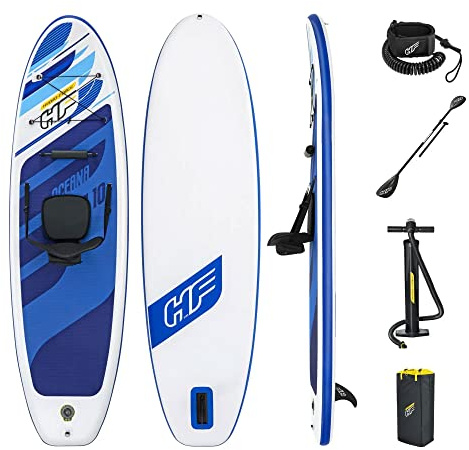 Bestway Hydro-Force Oceana Aufblasbares 3 m Stand-Up Paddle Board und Kajak Wassersport Set mit Paddel, Handpumpe, Spiralleine und Aufbewahrungsrucksack